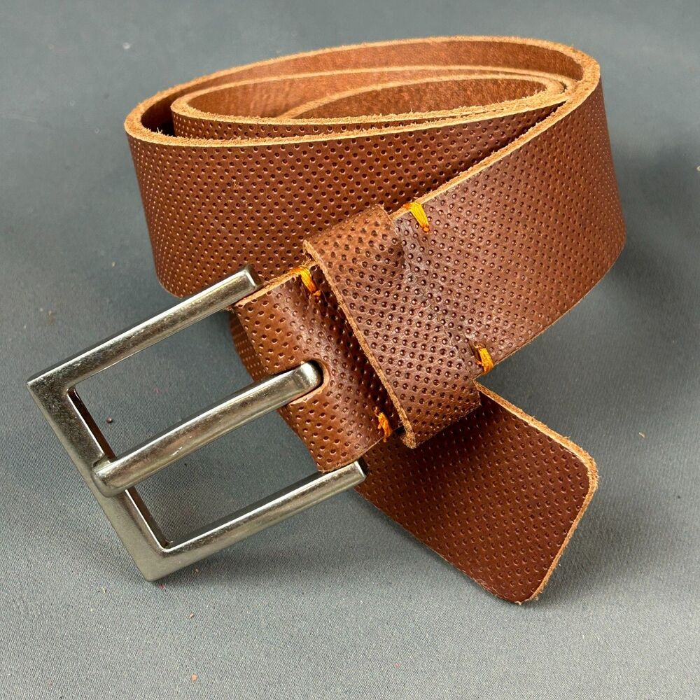 Alesbury Brown Leather 1.5" Belt Size 32" Silver Tone Buckle NEW